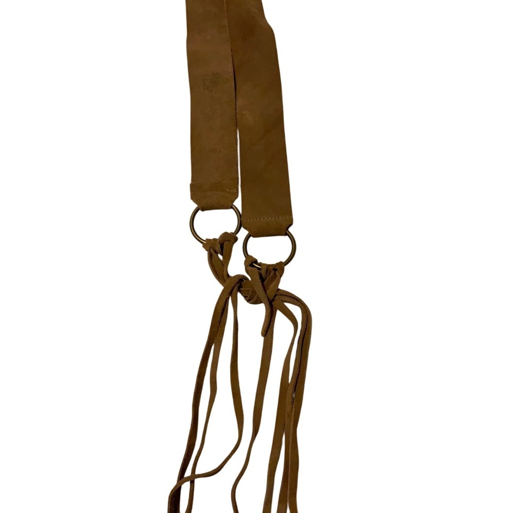 Boho Suede Fringe Belt‎ Western Hippie Ring Detail Accent Belt - Picture 3 of 4